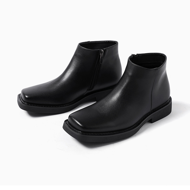 Men Formal Wear With Boots - Luksusowa moda Czarne męskie skórzane buty
